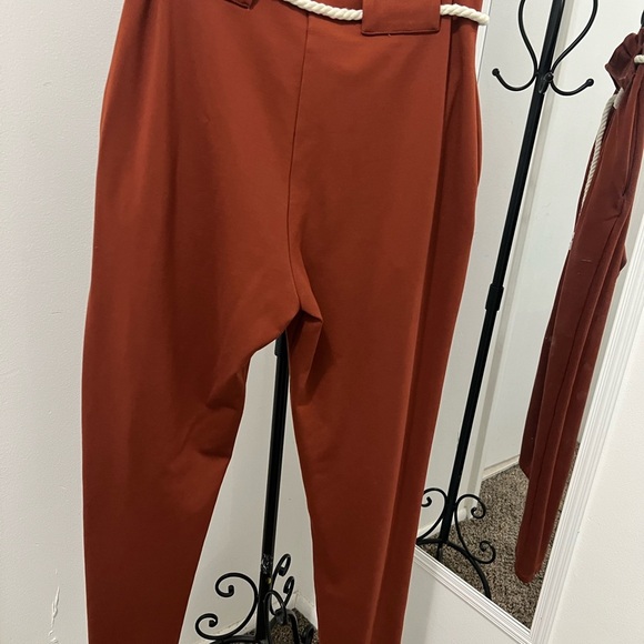DownEast Women's Rust Paperbag Waist Pants. #013 - Picture 6 of 11